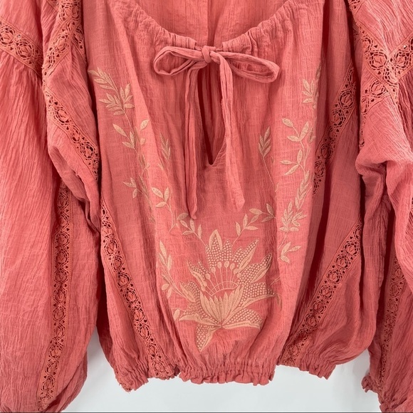 Free People S Maria Maria Lace Blouse Embroidered Athena OB931446 Long Sleeve - Picture 7 of 11